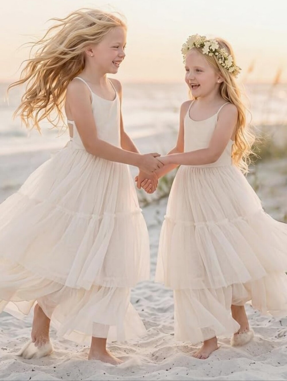 Boho Beige Flower Girl Dress for Kids
